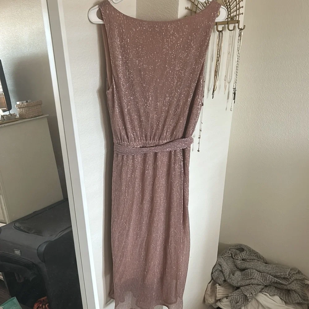 BB Dakota Love To Love You Pink Metallic Midi Cocktail Dress - Picture 7 of 13
